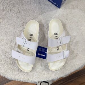 Birkenstock White Arizona Two-Strap Sandals size 39